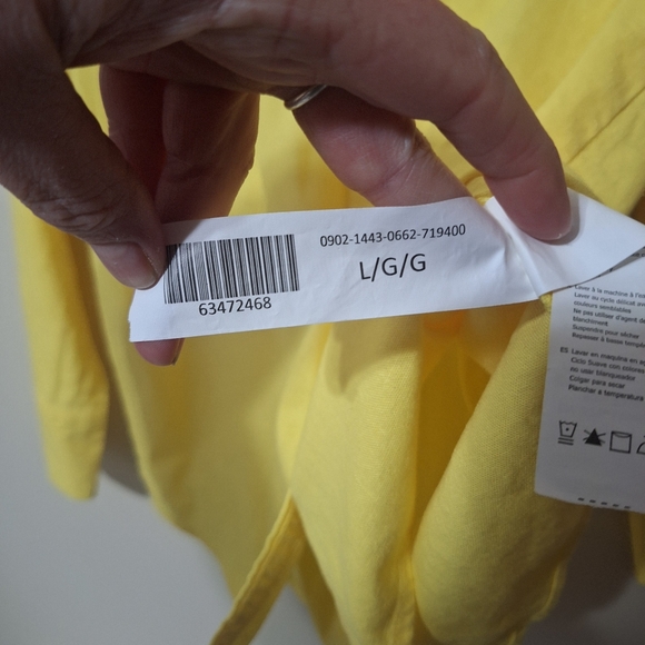 ReVamped Vibrant Yellow Linen Blend Button Down Shirt Large - Picture 8 of 9